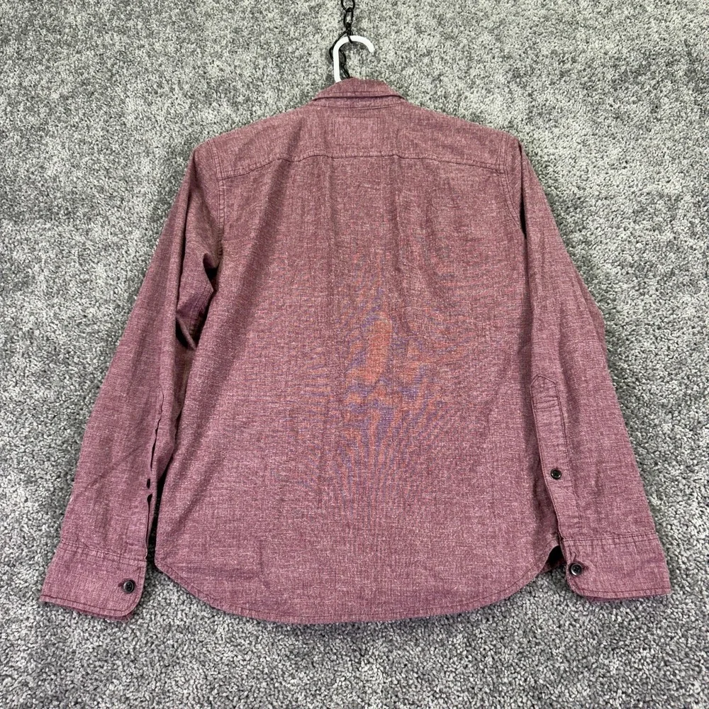 Hollister Shirt Mens XS Red Solid Long Sleeve Button Up Stretch Chambray Casual